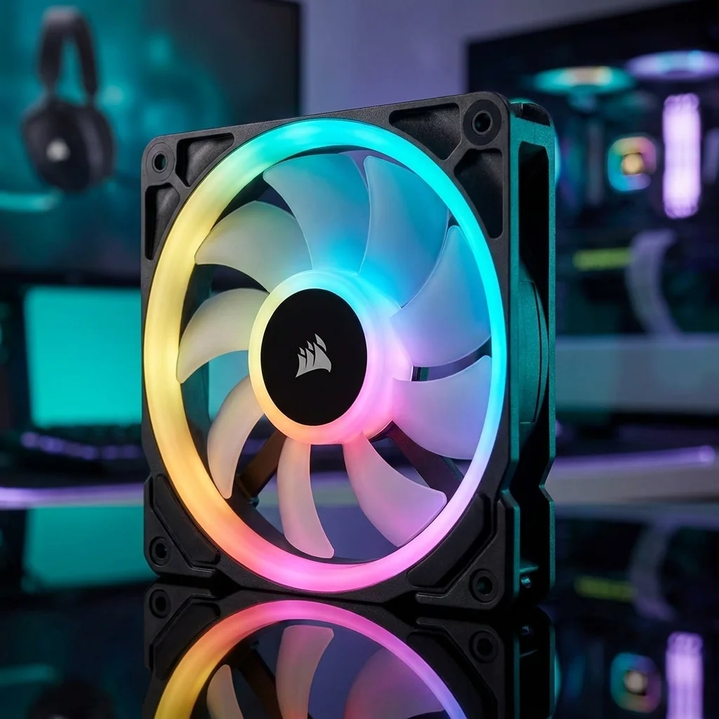 CORSAIR RS120 ARGB 120mm PWM Fan – Daisy-Chain Connection – Low-Noise – Magnetic Dome Bearing – Single Pack – Black